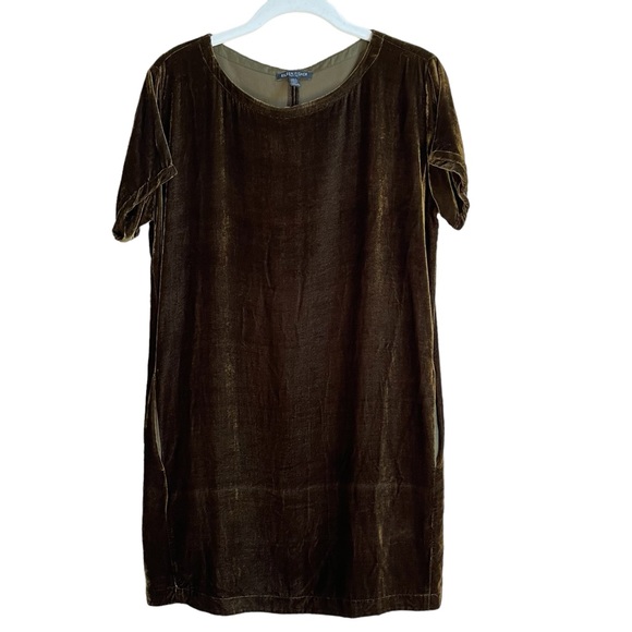 Eileen Fisher Velvet Shift Dress Size PP Silk Luxury Iridescent Office Party - Picture 1 of 6